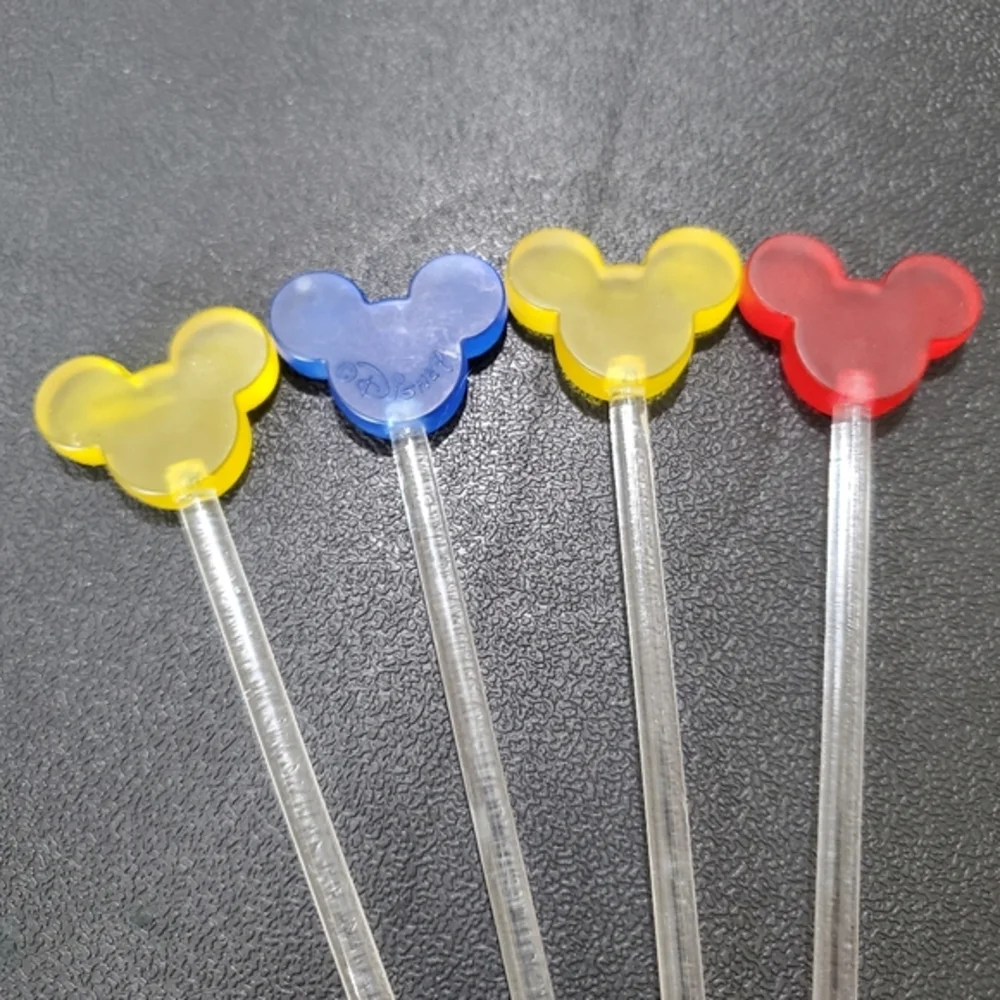 Disney Mickey Mouse Head Swizzle Sticks Stirrers Vintage L👀K Barware